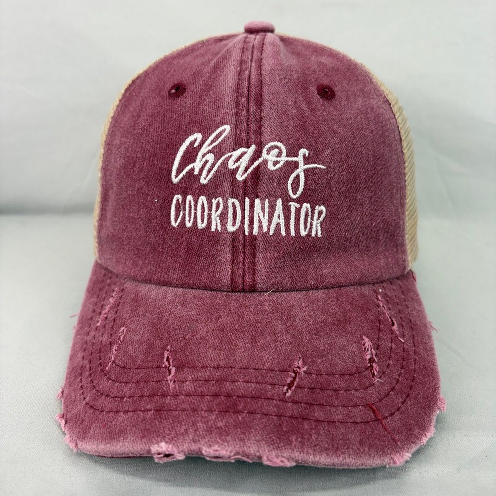 Unbranded Trucker Hat Chaos Coordinator Womens OS Burgundy Ponytail Cap